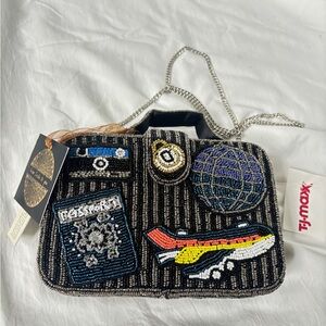 Beaded Travel-Themed Handbag
